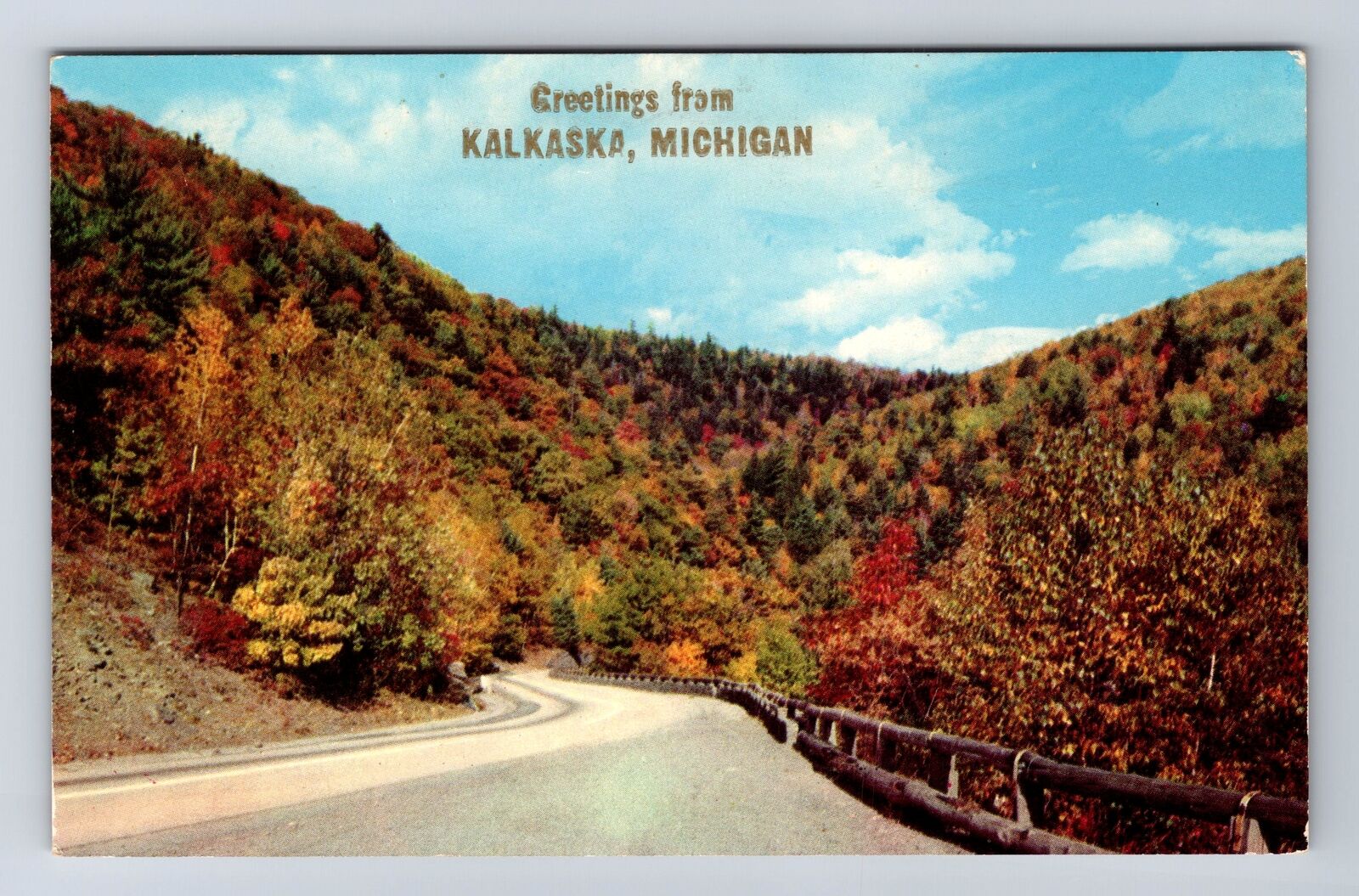 Kalkaska MI-Michigan, Scenic Greetings, Autumn Foliage, Vintage History Postcard