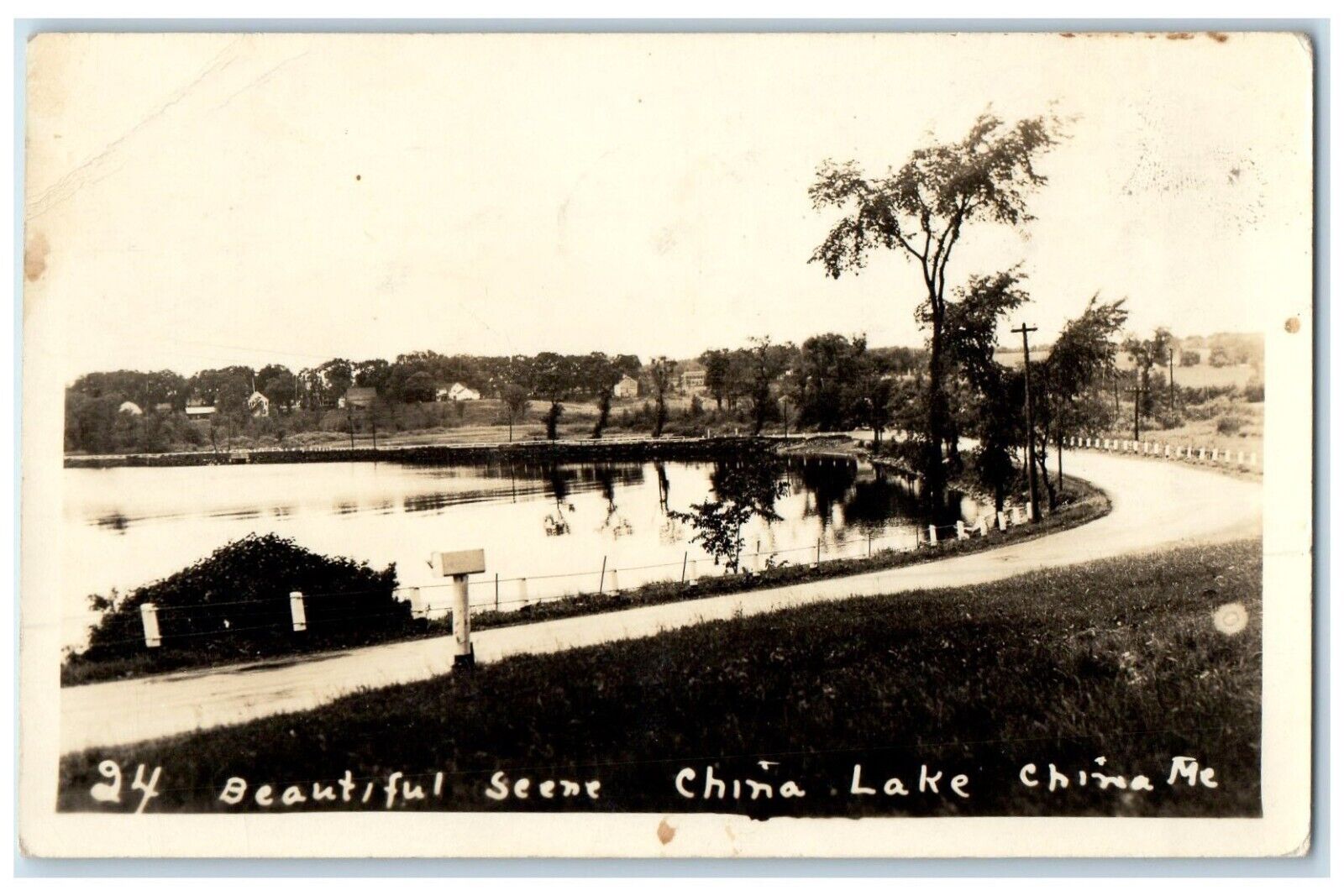 c1940's Beautiful Scene China Lake China Maine ME RPPC Photo Vintage Postcard