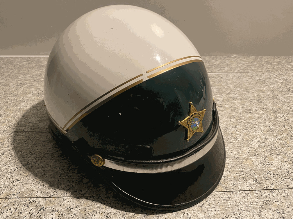 Vintage Super Seer Police Motorcycle Helmet Size S/M w Badge Broward County FLA