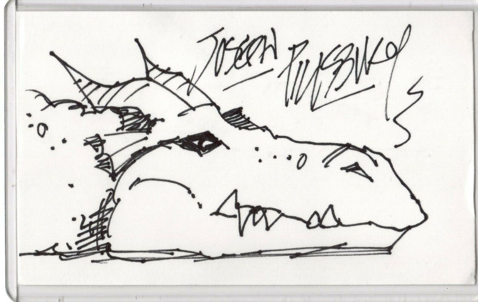 Joseph Pillsbury Dragon Smirks Artist Autograph Signed 3x5 Index Card w/ Sketch
