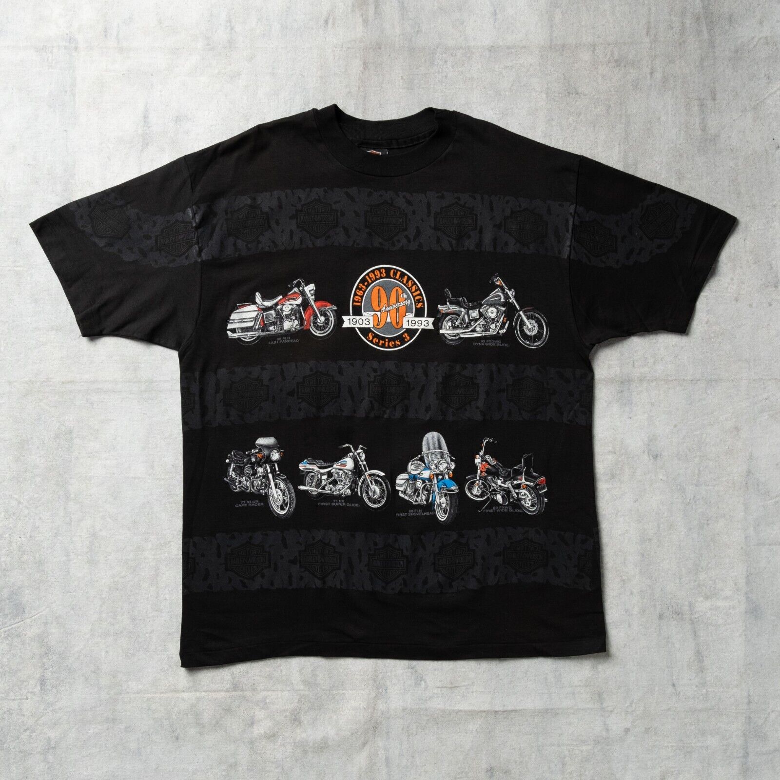 Vintage 1993 Harley Davidson 90th Anniversary Motorcycle Biker Print T-shirt XL