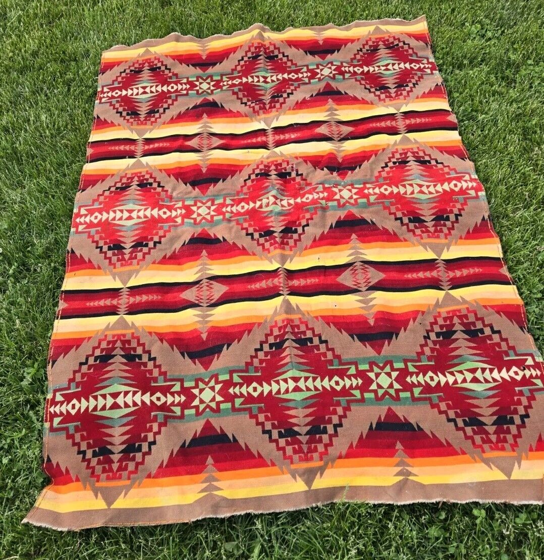 Vintage 1920's 30’s Pendleton Cayuse Indian Trade Wool Blanket Beacon 74” x 55”