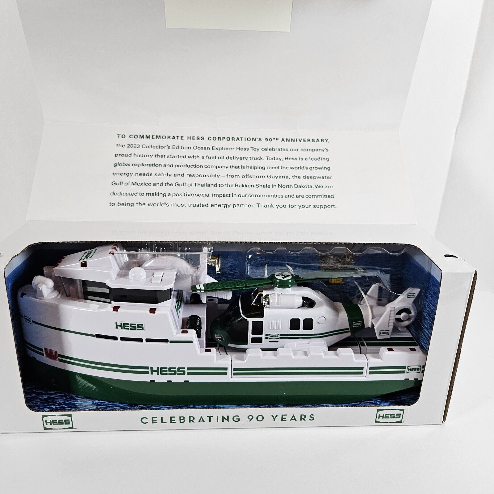 NEW 2023 Hess Collectors Edition Ocean Explorer Ship Helicopter 90th Anniversary