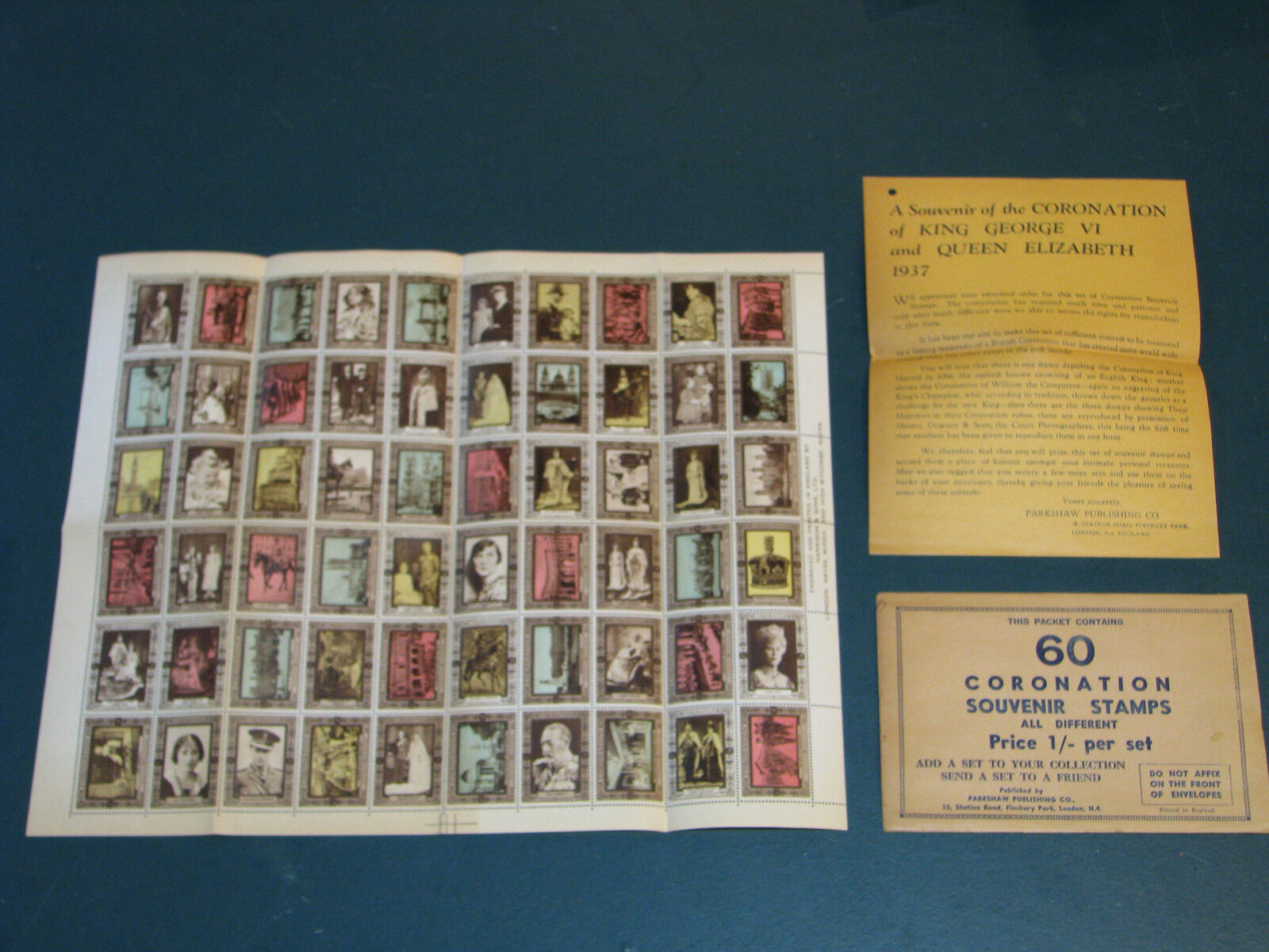 1937 Great Britain King George VI Eliz Coronation 60 Stamp Sheet w/ Env & Insert