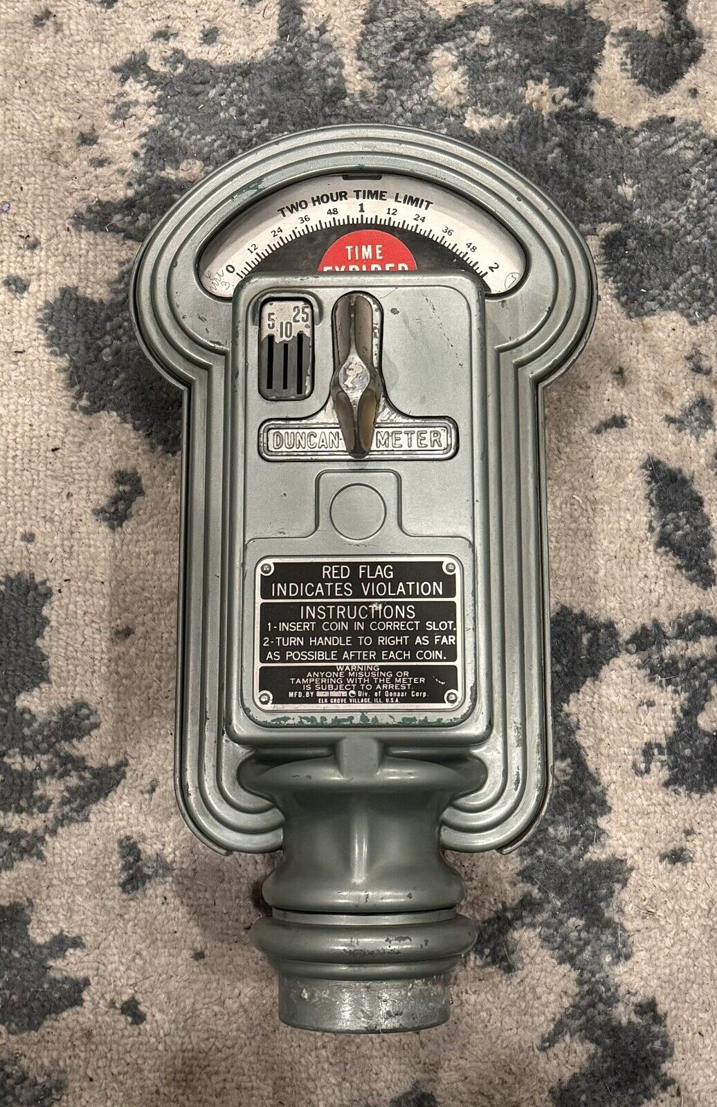 Vintage Working Auth Duncan Miller Parking Meter No Key/No Back. Was At U.S.F