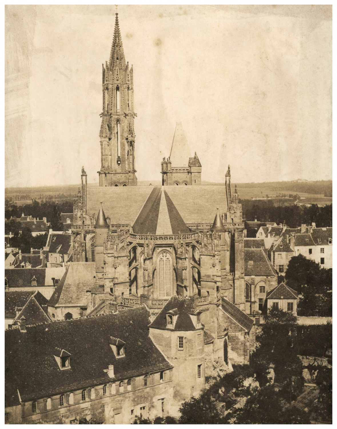 Primitive, Senlis Cathedral, Vintage Print Salt Paper, 21.5 Salt Paper