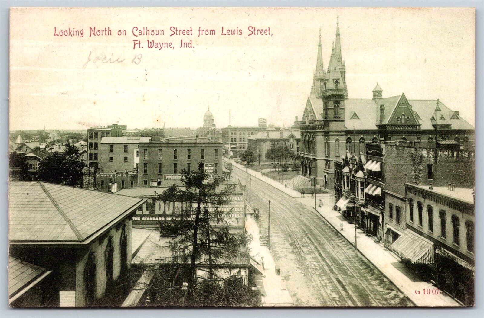 Postcard Looking North on Calhoun St from Lewis St, Fort Wayne IN 1910 P173