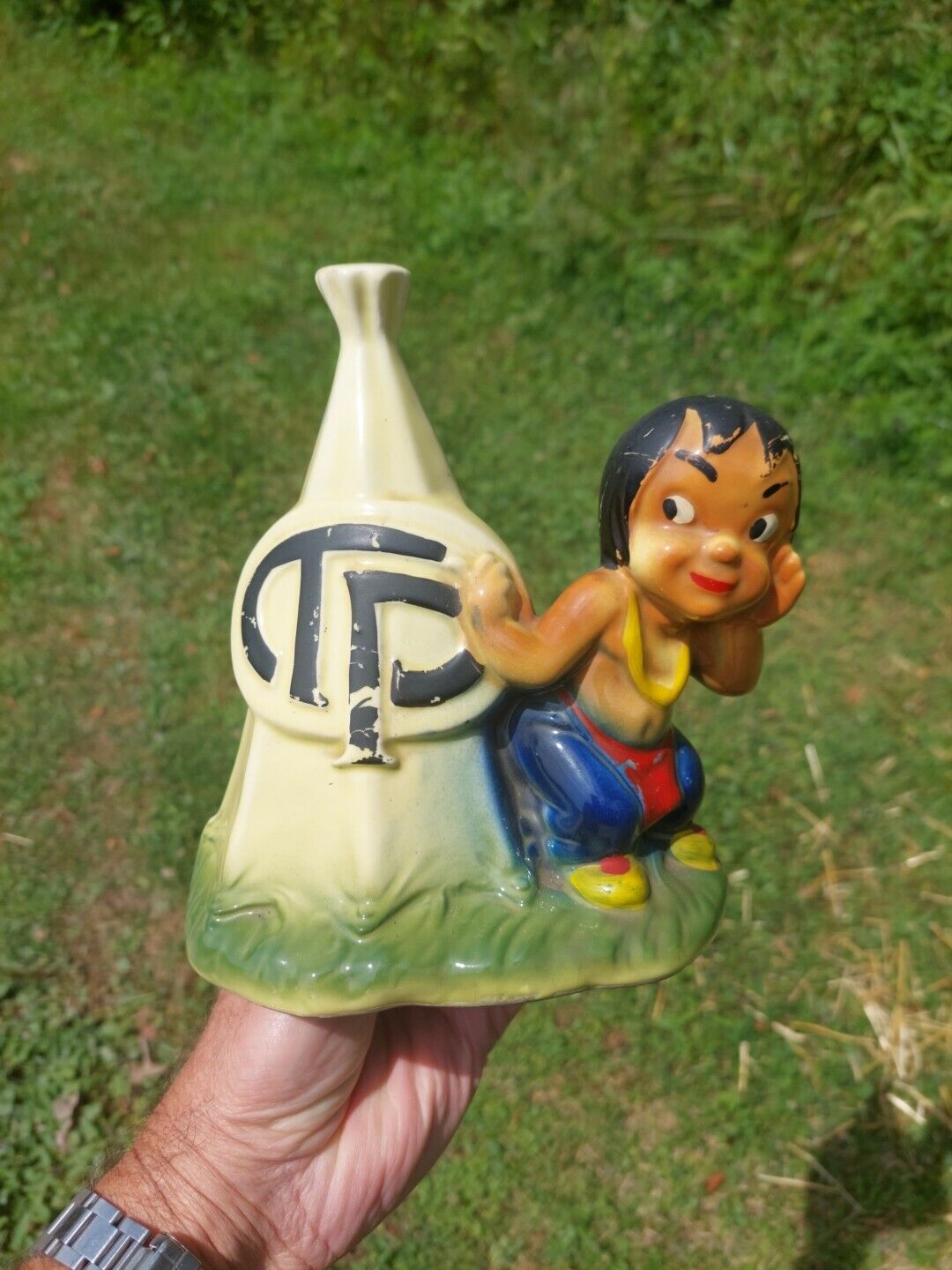 Vintage Thompson Products Auto Parts TP Bank Indian Mascot Ceramic 
