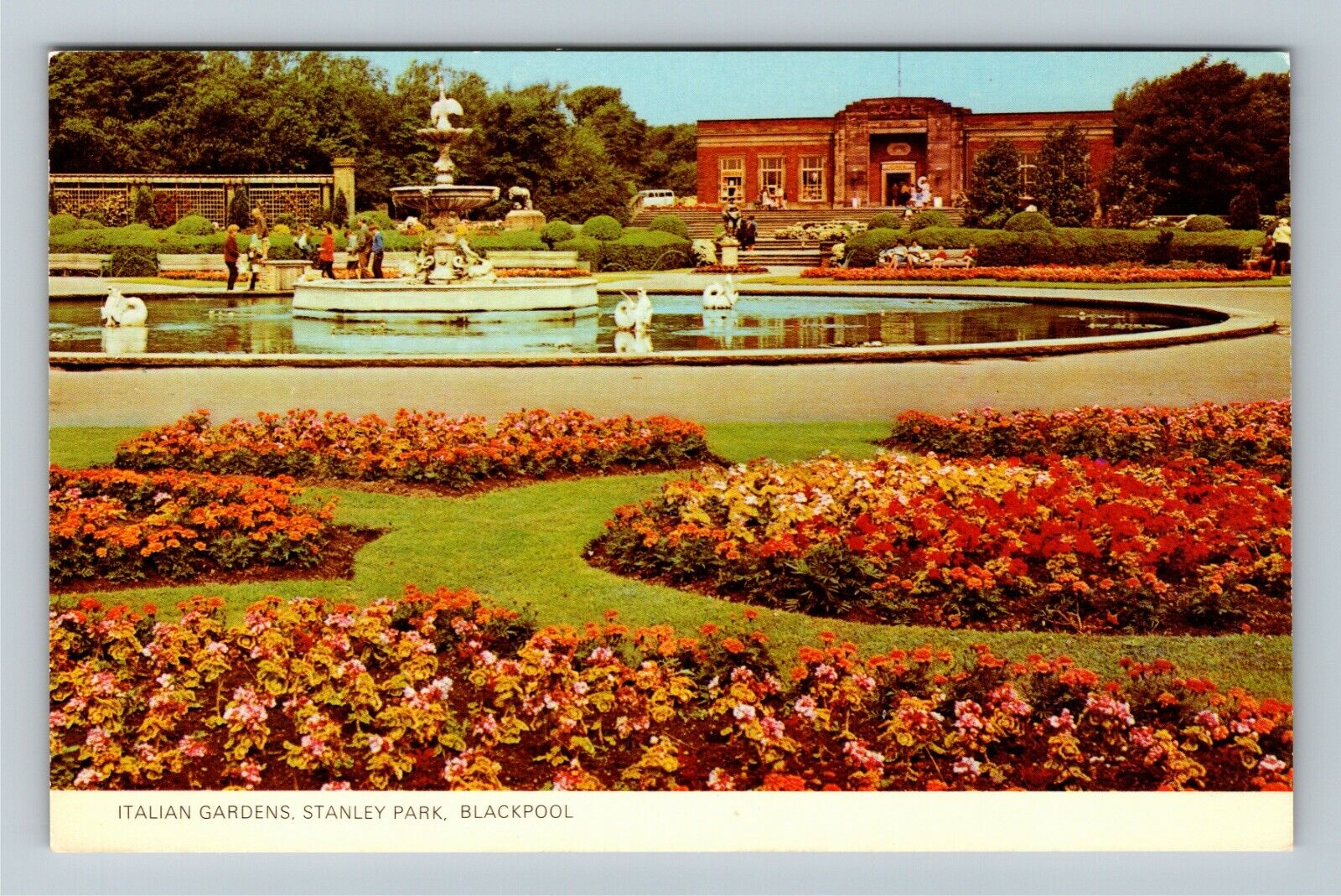 Italian Gardens, Stanley Park, Blackpool, Vintage Postcard