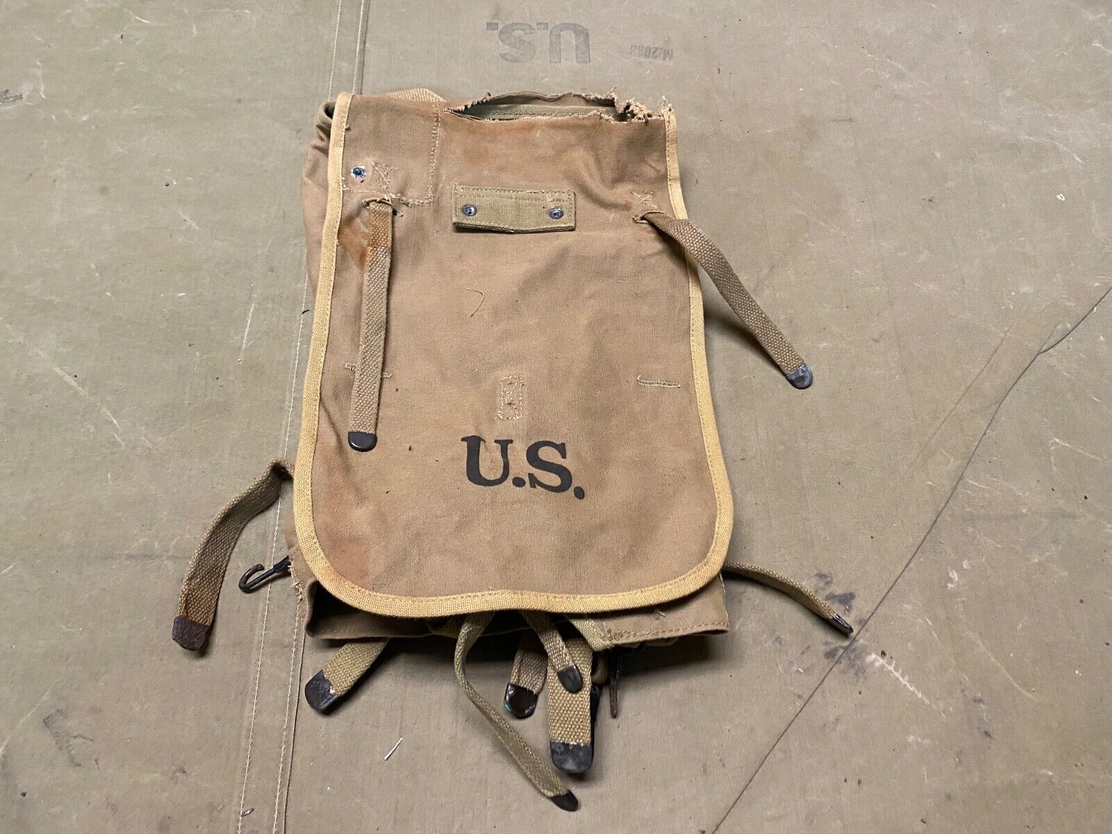 ORIGINAL WWII US ARMY M1928 COMBAT FIELD HAVERSACK FIELD BACKPACK-OD#3
