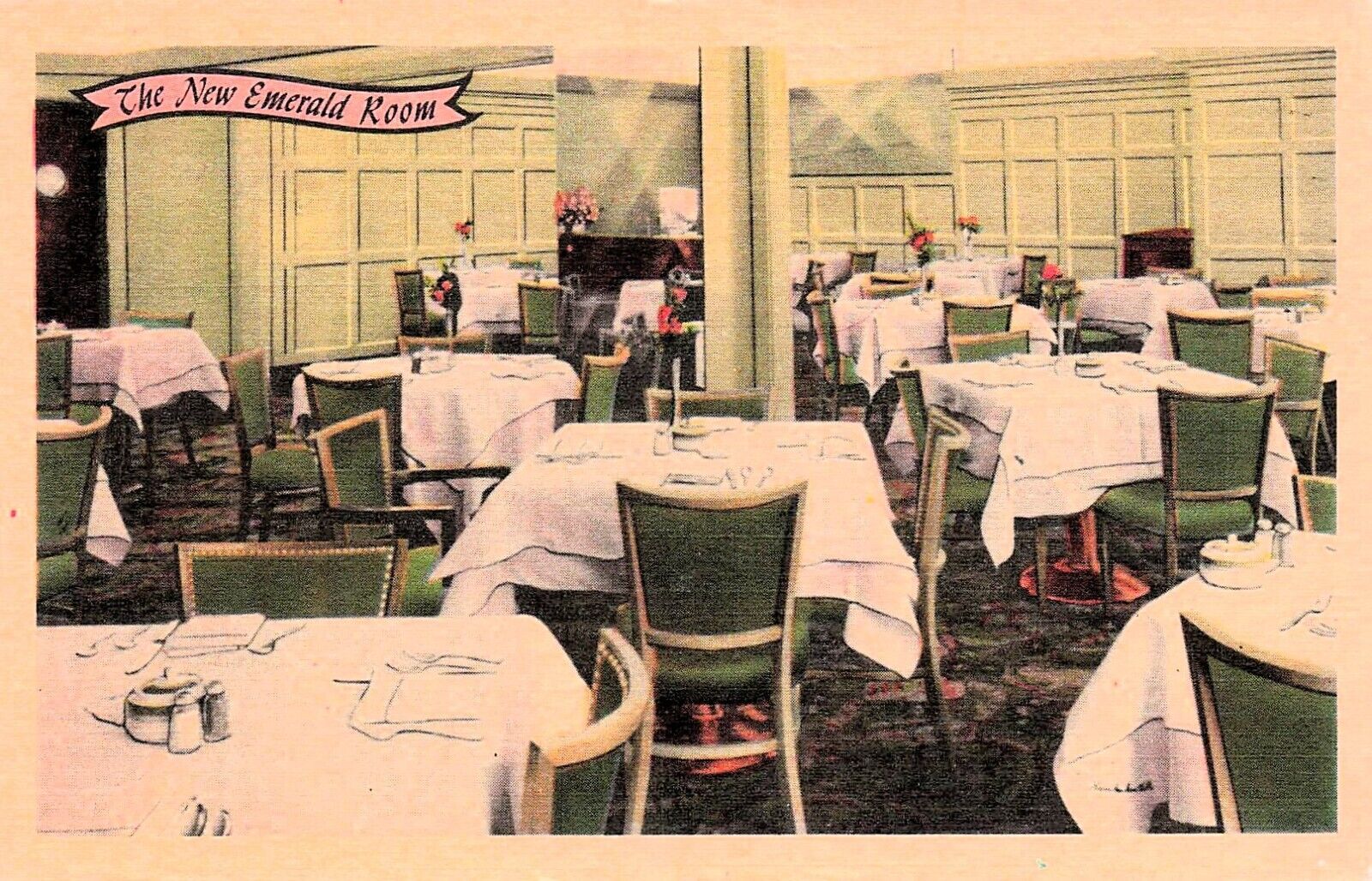 Hotel Kankakee IL Illinois Interior Emerald Room Restaurant Vtg Postcard D54