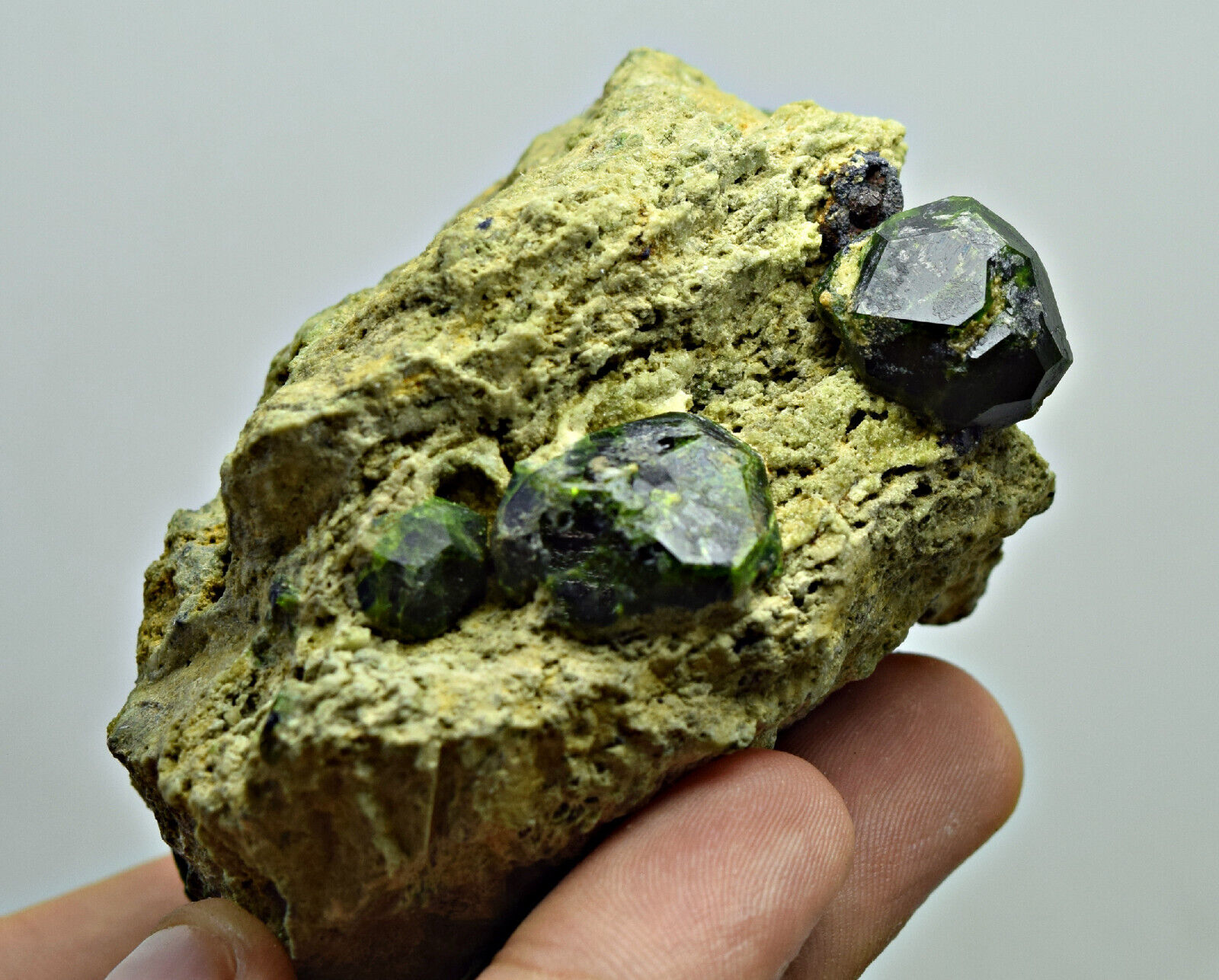 214 Gram Green Demantoid Garnet Several Huge Crystals On Matrix From Afghanistan