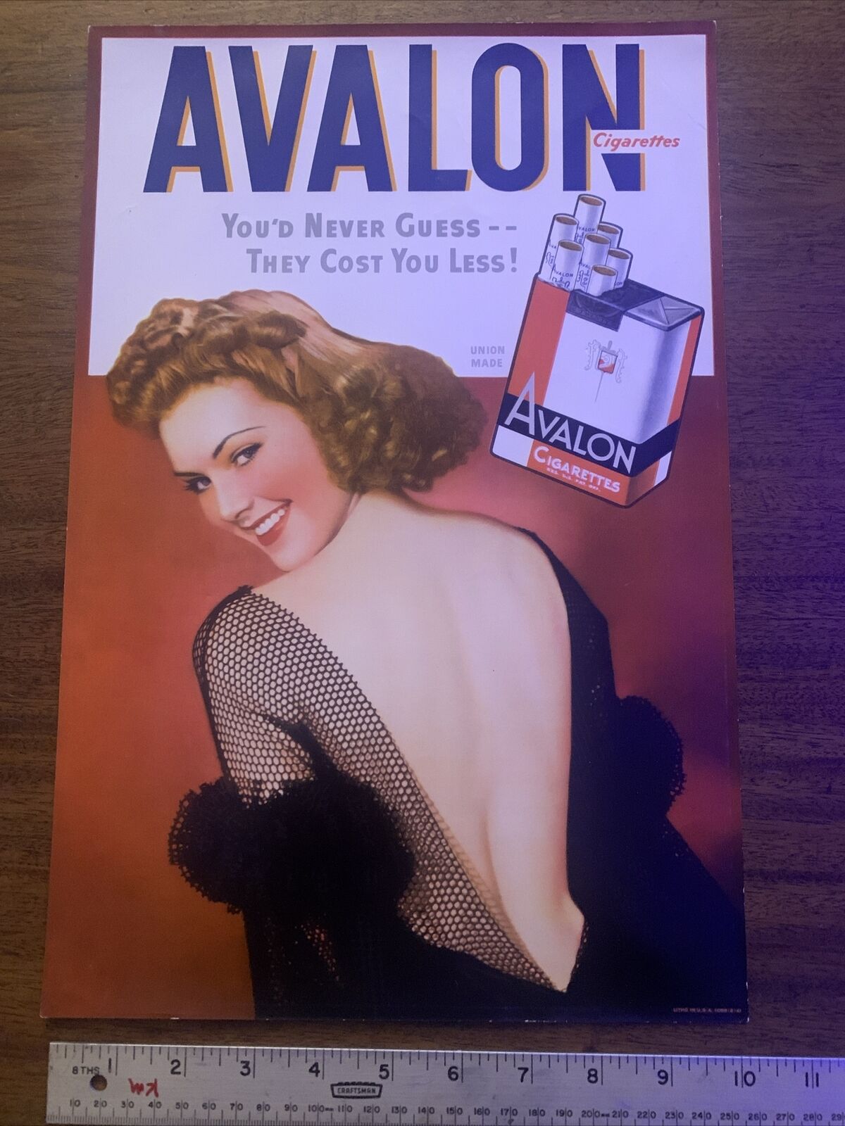 1940’s Avalon Cigarette Original Vintage Litho Paper Advertisement Pretty Lady