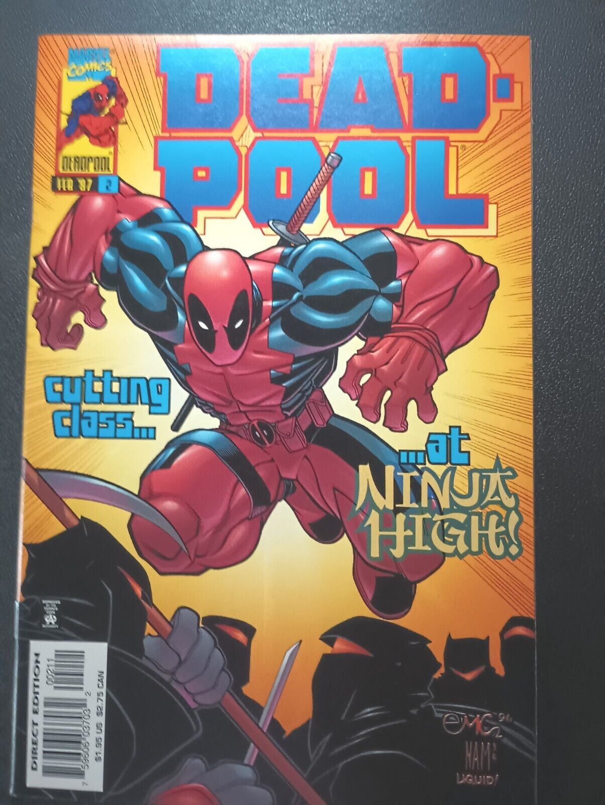 Deadpool (1997) # 2 Near Mint- Condition Deadpool Vs Taskmaster Bag+Boarded