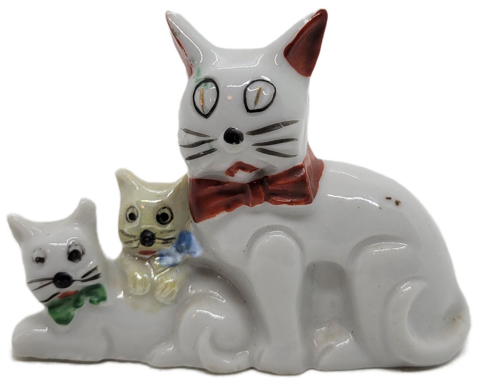 Vintage White Cat with Kittens Figurine Made in Occupied Japan