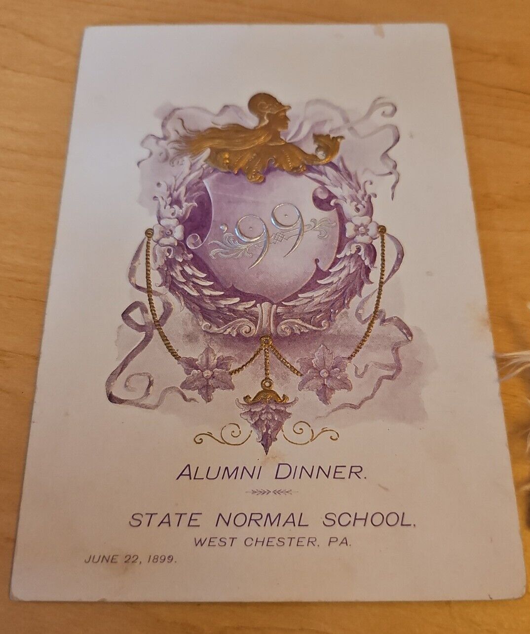 1899 State Normal School Alumni Dinner West Chester PA PENNSYLVANIA MENU 