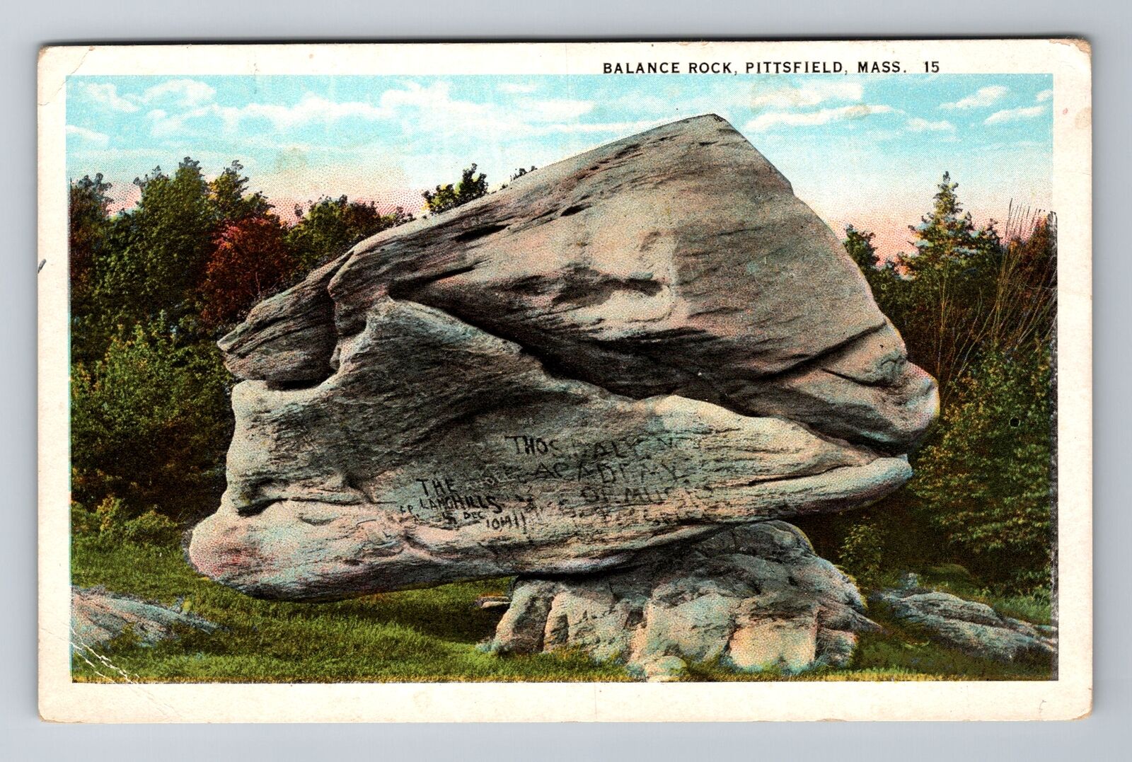 Pittsfield, MA-Massachusetts, Balance Rock Antique, Vintage Souvenir Postcard