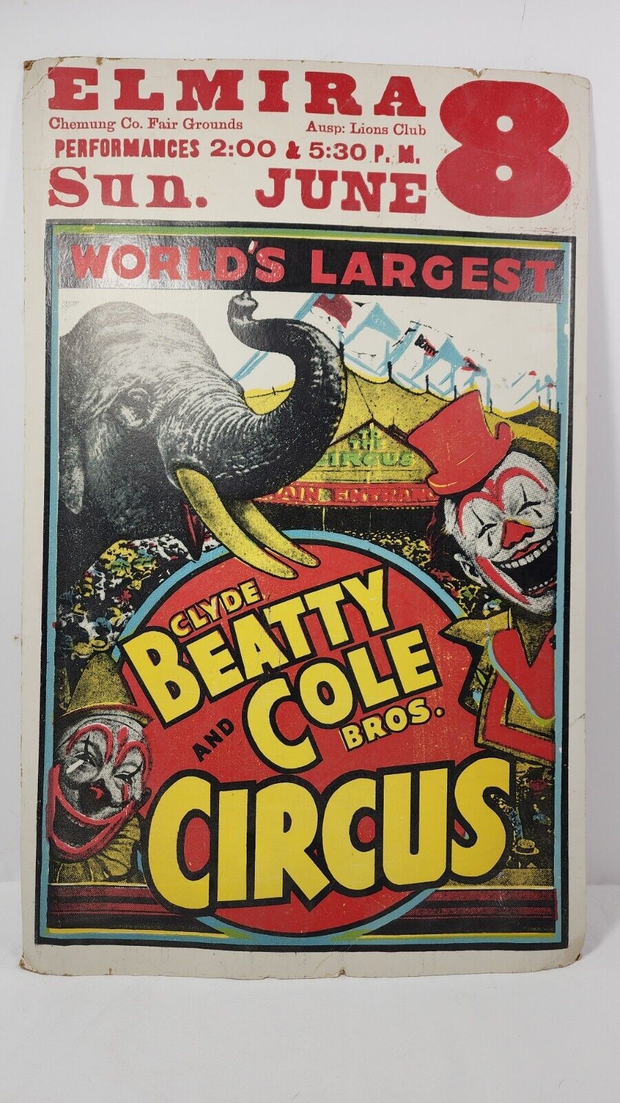 Vintage Clyde Beatty-Cole Bros Circus Poster \