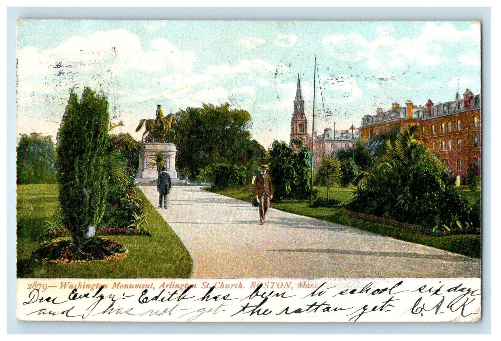 1907 Washington Monument Arlington St. Church Boston MA Antique Postcard