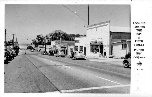 Looking toward the Bay on Fifth Street Morro Bay California 1950s OLD PHOTO