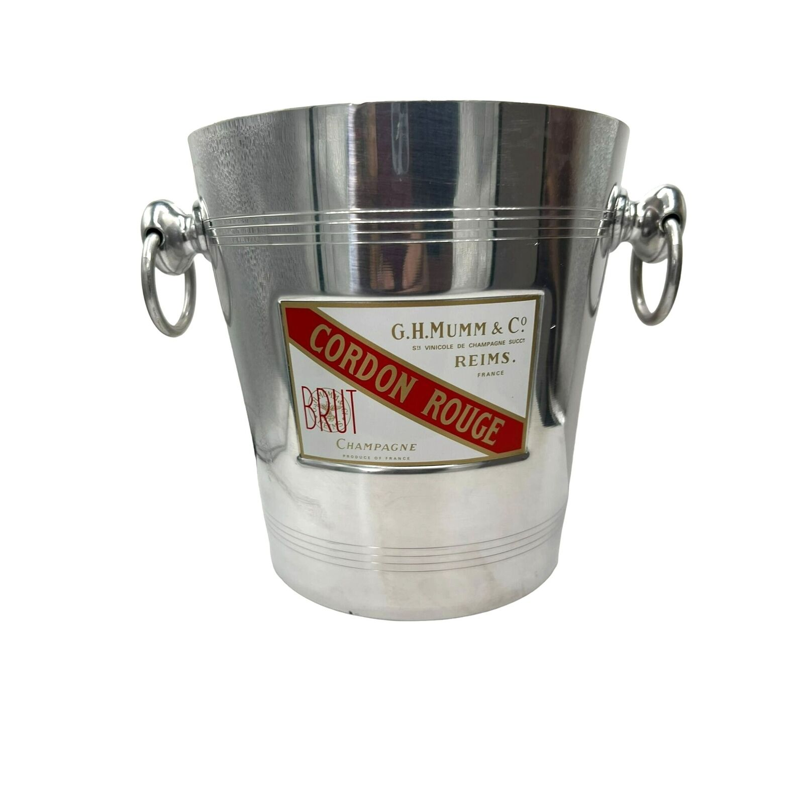 VTG Champagne Ice Bucket CORDON ROUGE G H MUMM & Co. Metal France Wine Cooler