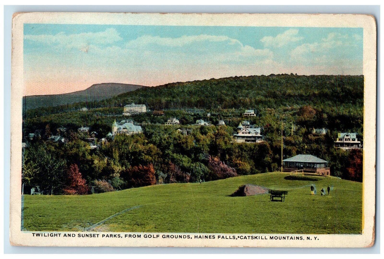 c1920s Twlight Sunset Parks Golf Grounds Haines Falls Catskill Mts. NY Postcard