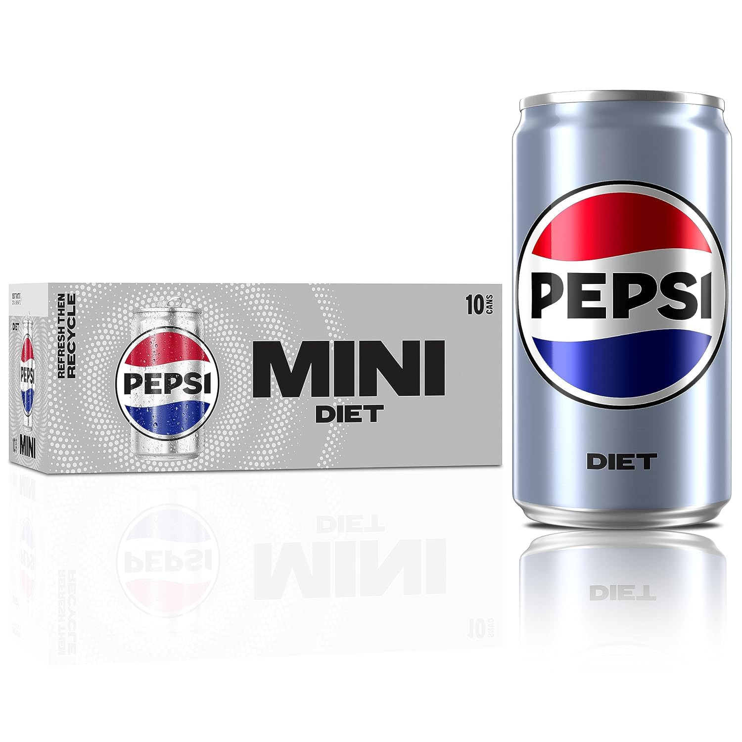  Pepsi Diet  Soda, 7.5 Fl Oz Mini Cans, (Pack of 10)