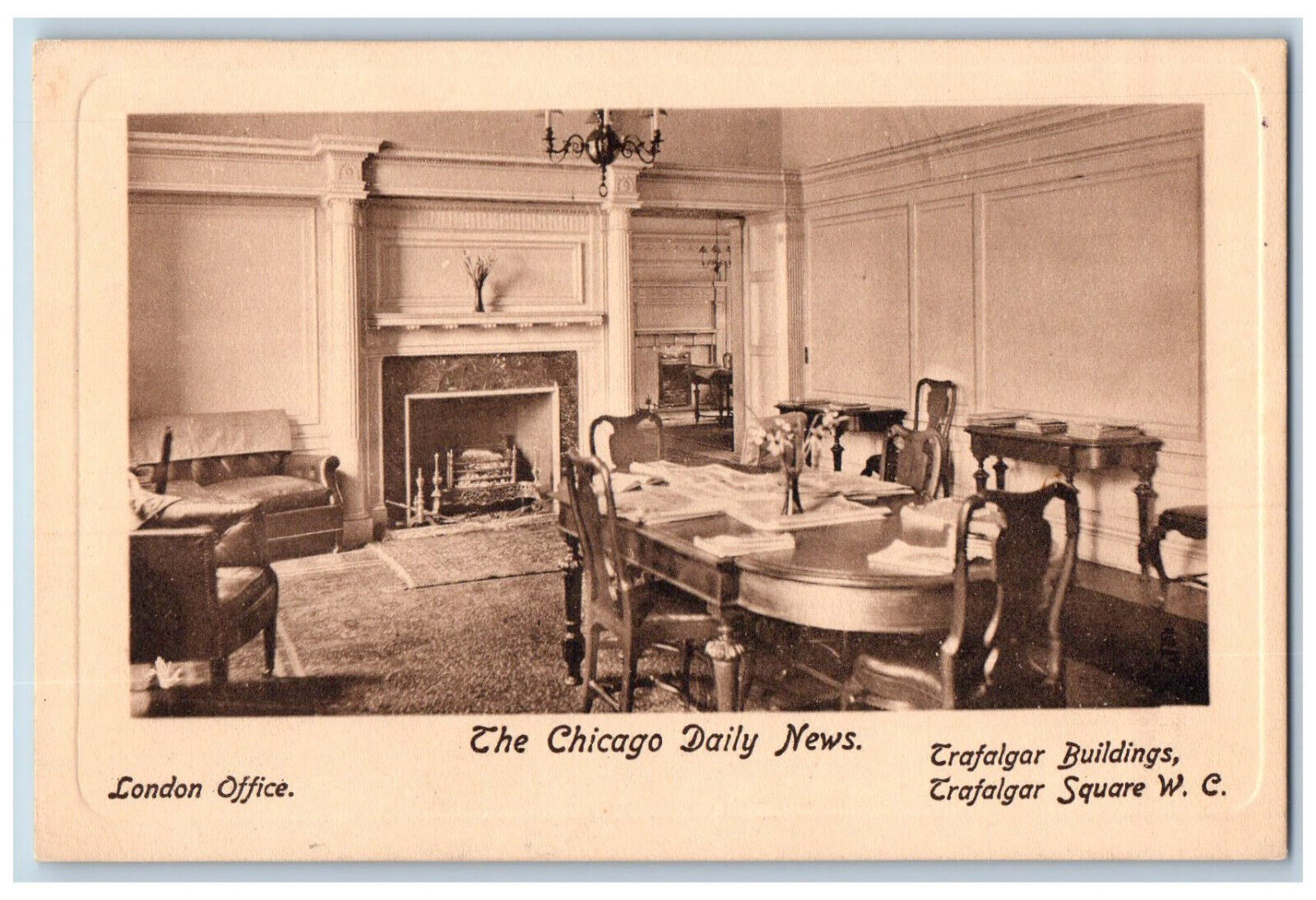 London Office England Postcard Dining Room Chicago Daily News c1940\'s Tuck Art