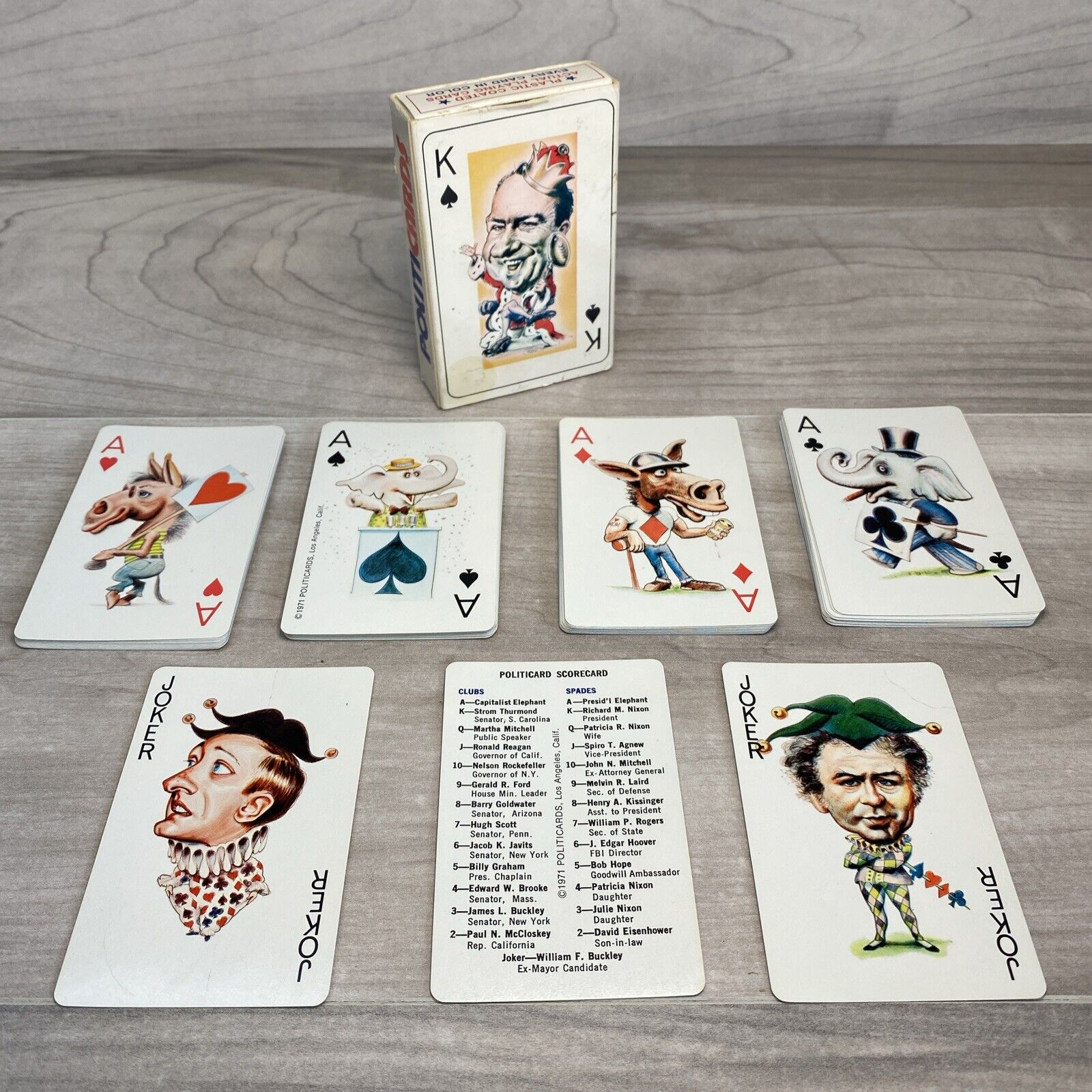 1971 PolitiCards Playing Cards Political Caricature Portraits Vintage Complete