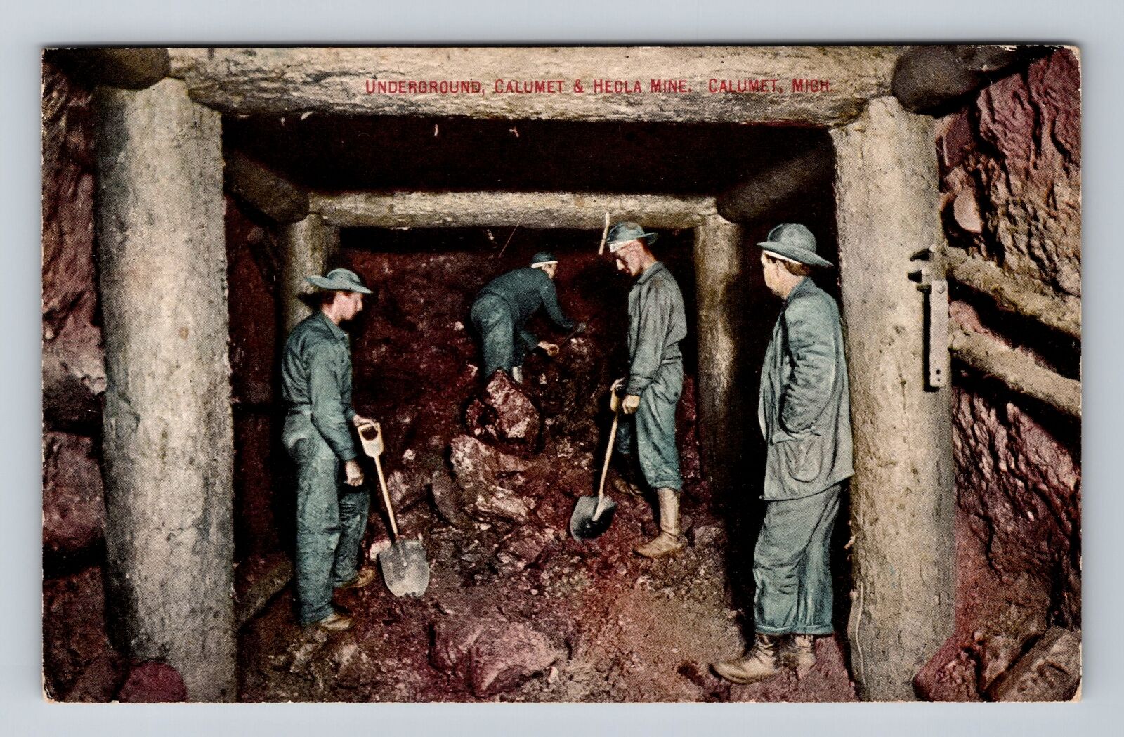 Calumet MI-Michigan, Underground, Calumet & Hecla Mine Vintage c1910 Postcard