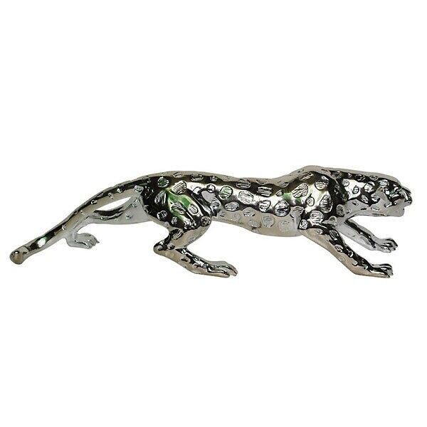 Big Cat Collector Statue Silver Leopard Cheetah Panther Running Figurine