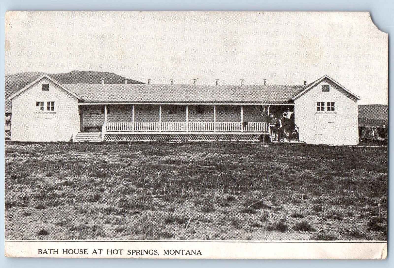 c1920's Bath House Building Dirt Grounds Hot Springs Montana MT Vintage Postcard