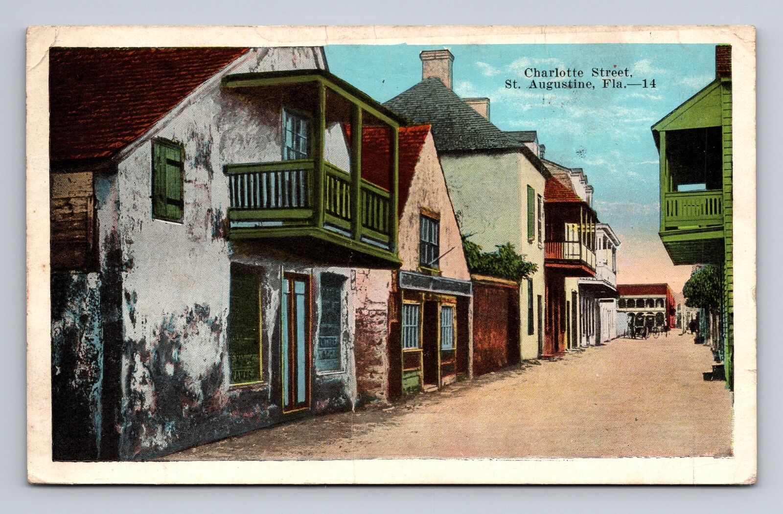 c1926 WB Postcard St. Augustine FL Florida Charlotte Street Houses