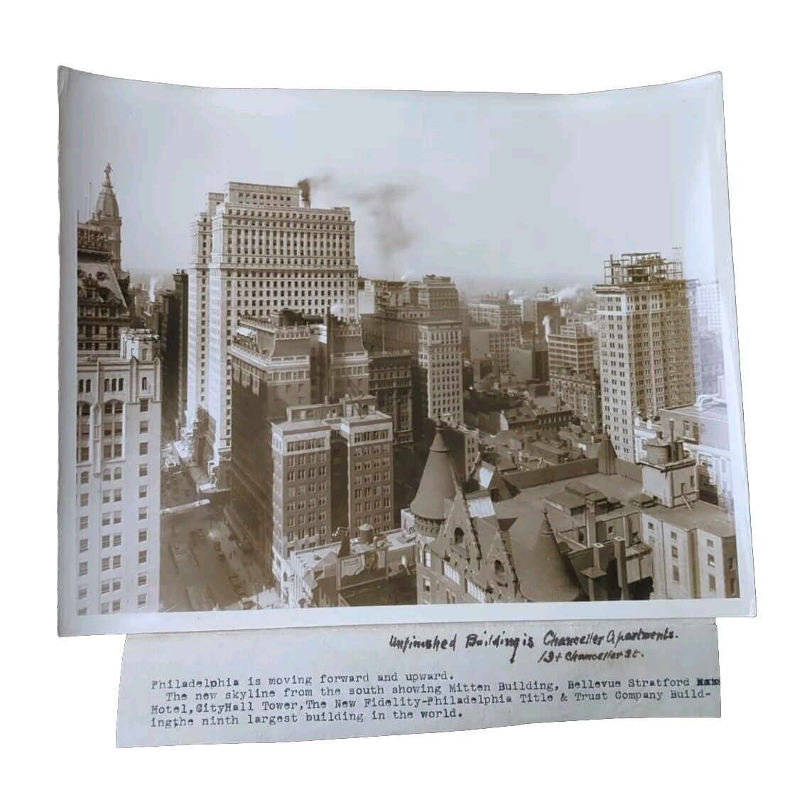 View Of Skyscraper Construction 8x10 Original Black And White Photograph 1920s