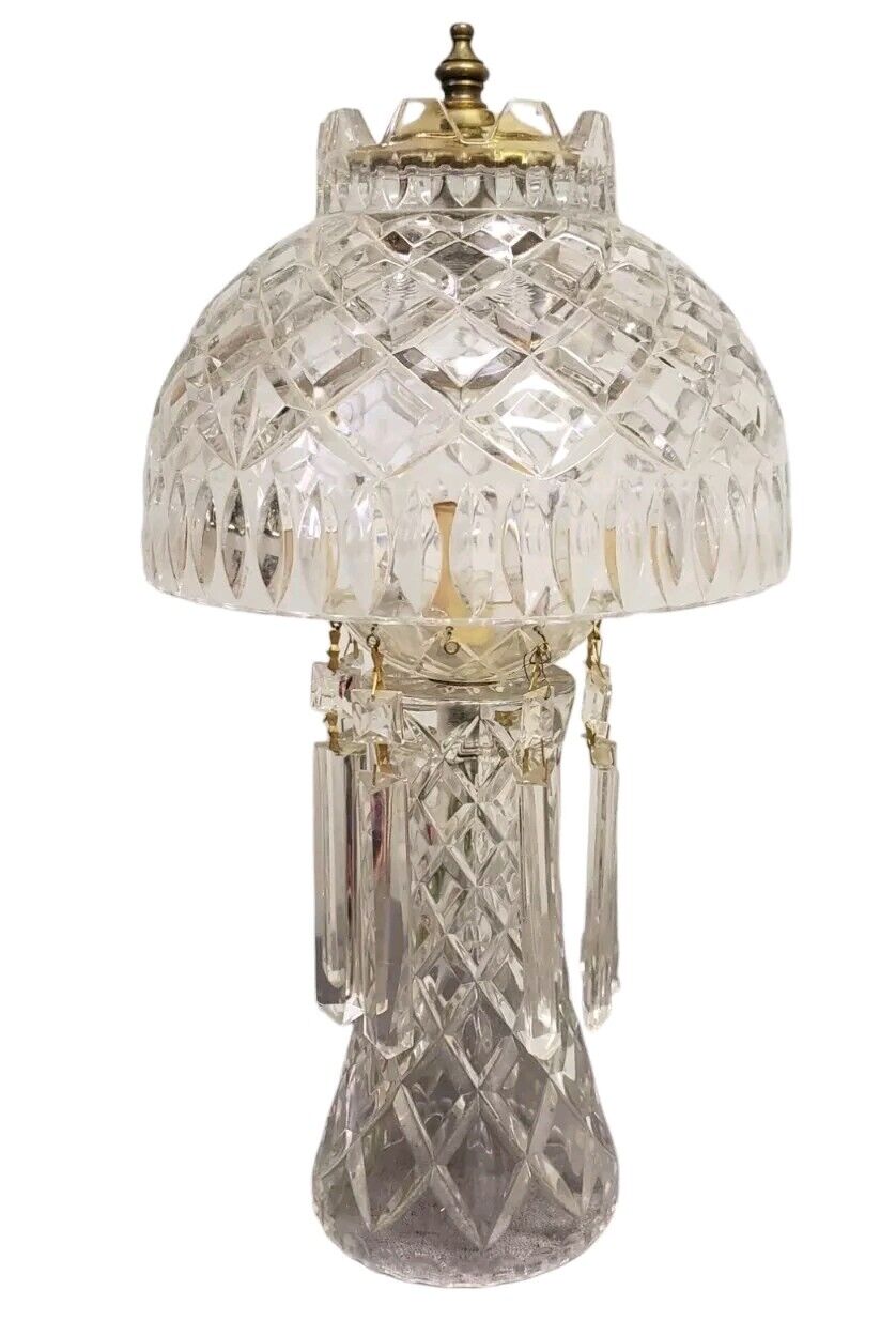 Vintage Crystal Lamps Boudoir Lamp With Hanging Prisms 16