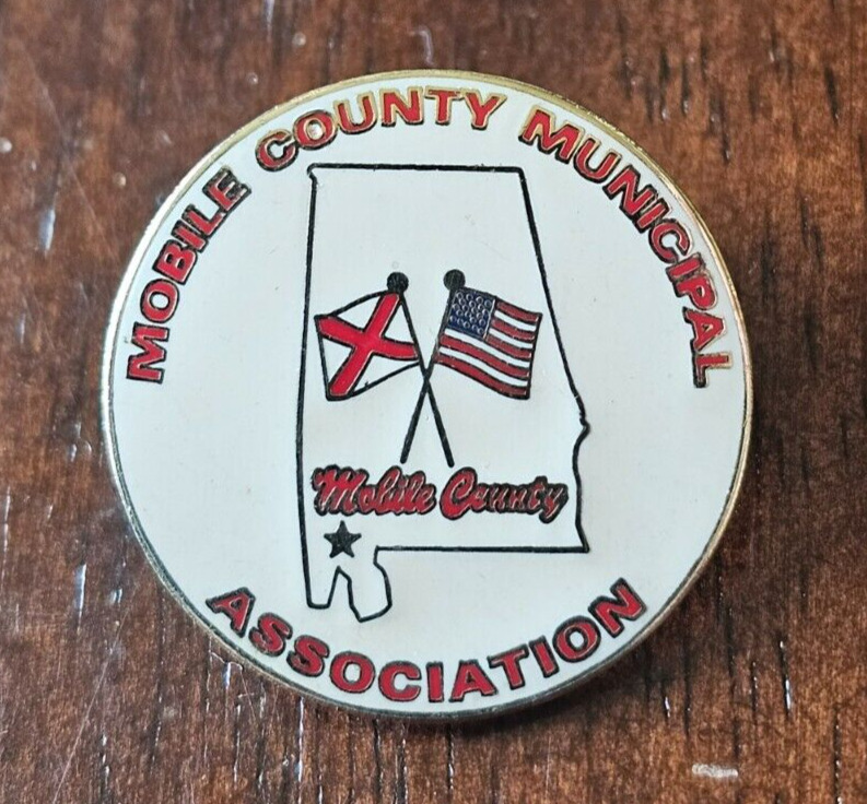 Mobile County Municipal Association Lapel Pin Alabama Crossed US Alabama flags