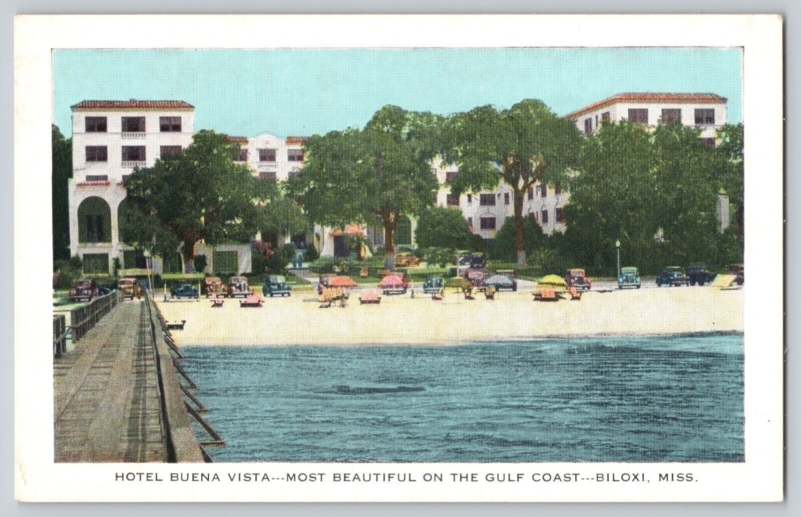 Postcard Mississippi Biloxi Hotel Buena Vista Gulf Coast Beach View Unposted