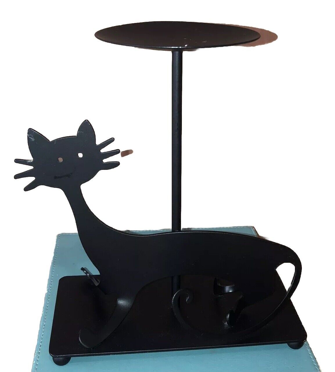Adorable Black Cat Metal Candle Holder Figurine ￼fun Halloween