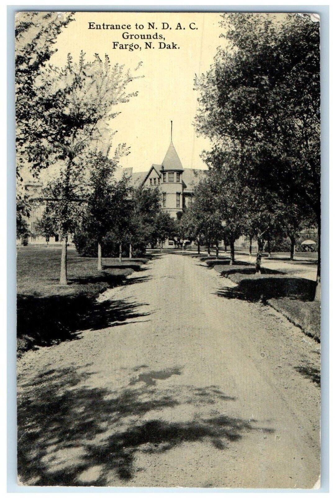 1912 Entrance To NDAC Grounds Building Fargo Dakota ND Wolverton MN Postcard