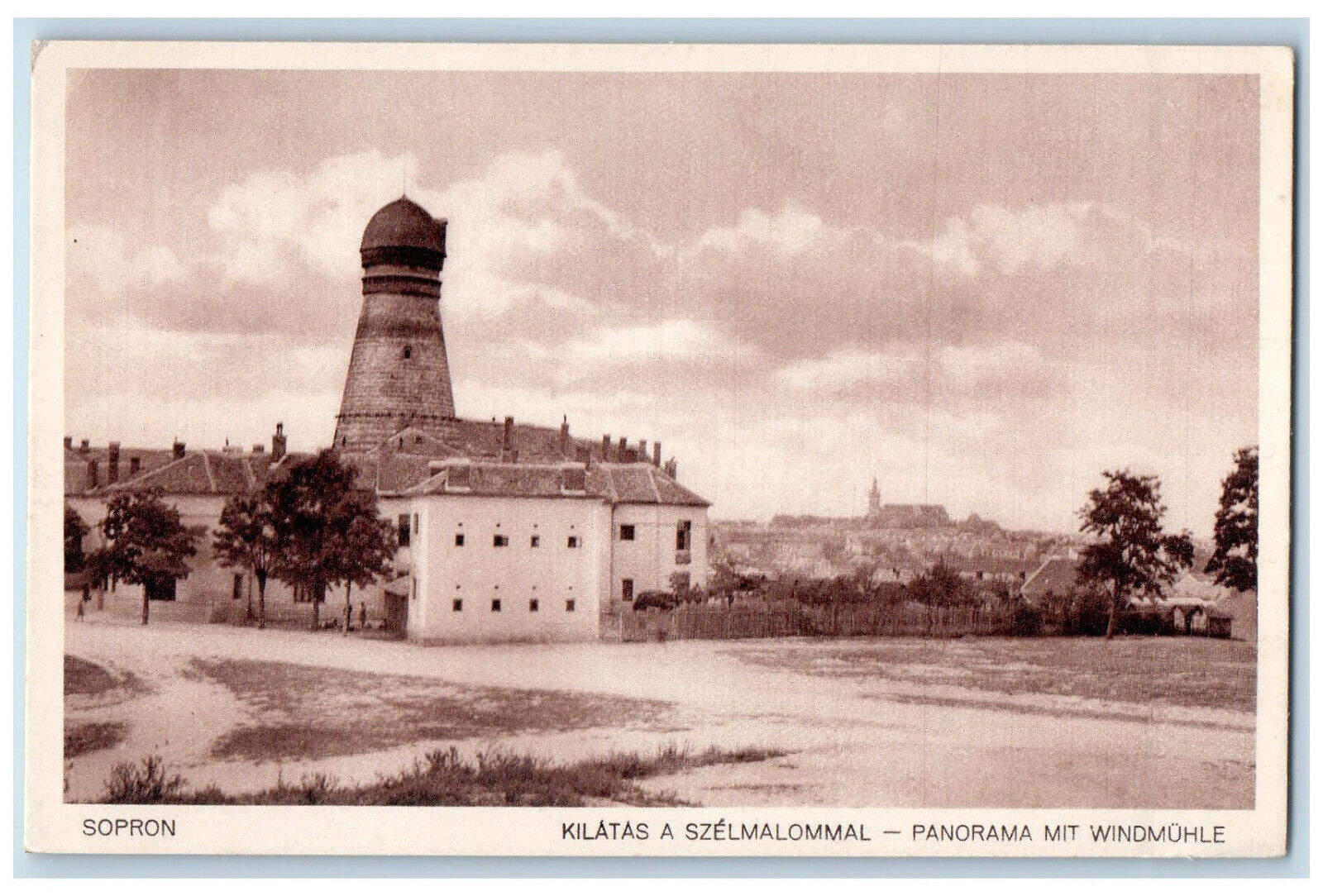 Sopron Hungary Postcard Panorama View of the Wind Mill c1920's Antique