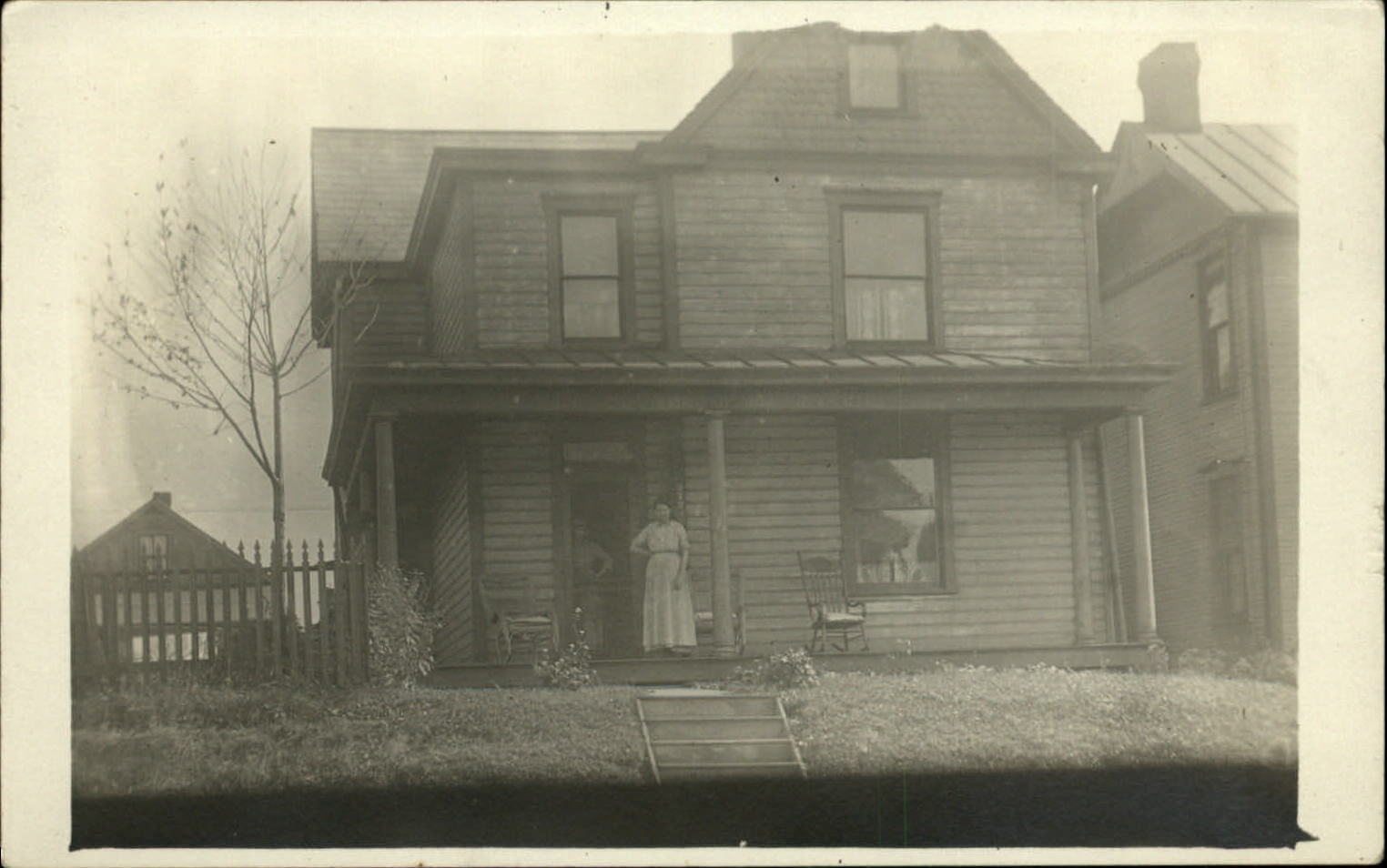 RPPC Crawford & Ewing home Broad St Washington ~ vintage AZO real photo 1904-18