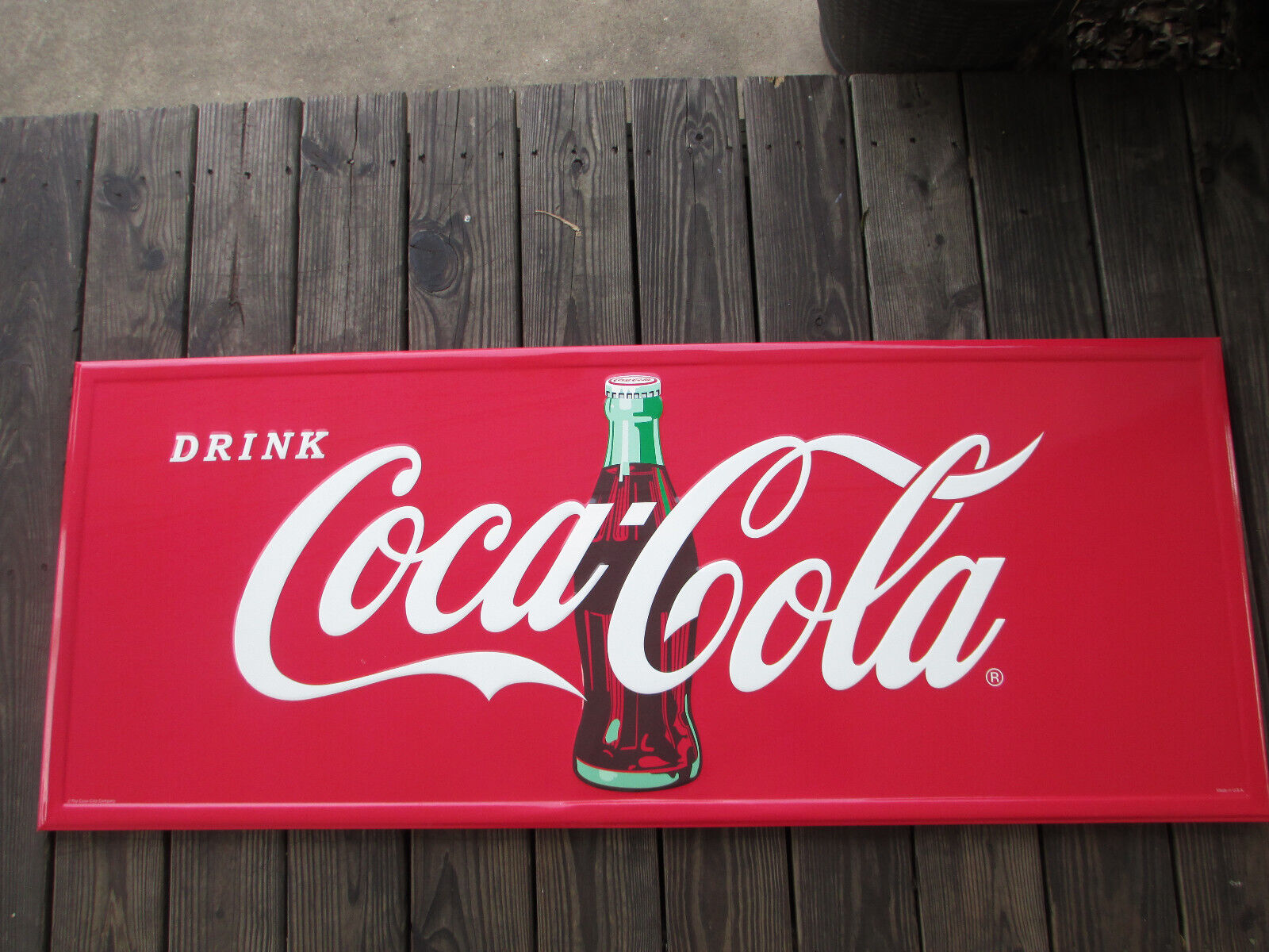 Coca-Cola Large Steel Sign Red Bottle with Embossed Script Logo 60
