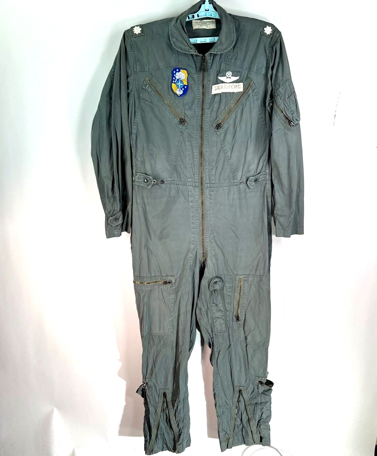 VTG 1966 VIETNAM USAF COVERALL FLYING MEN'S VERY LIGHT K-2B LARGE LONG W Patches