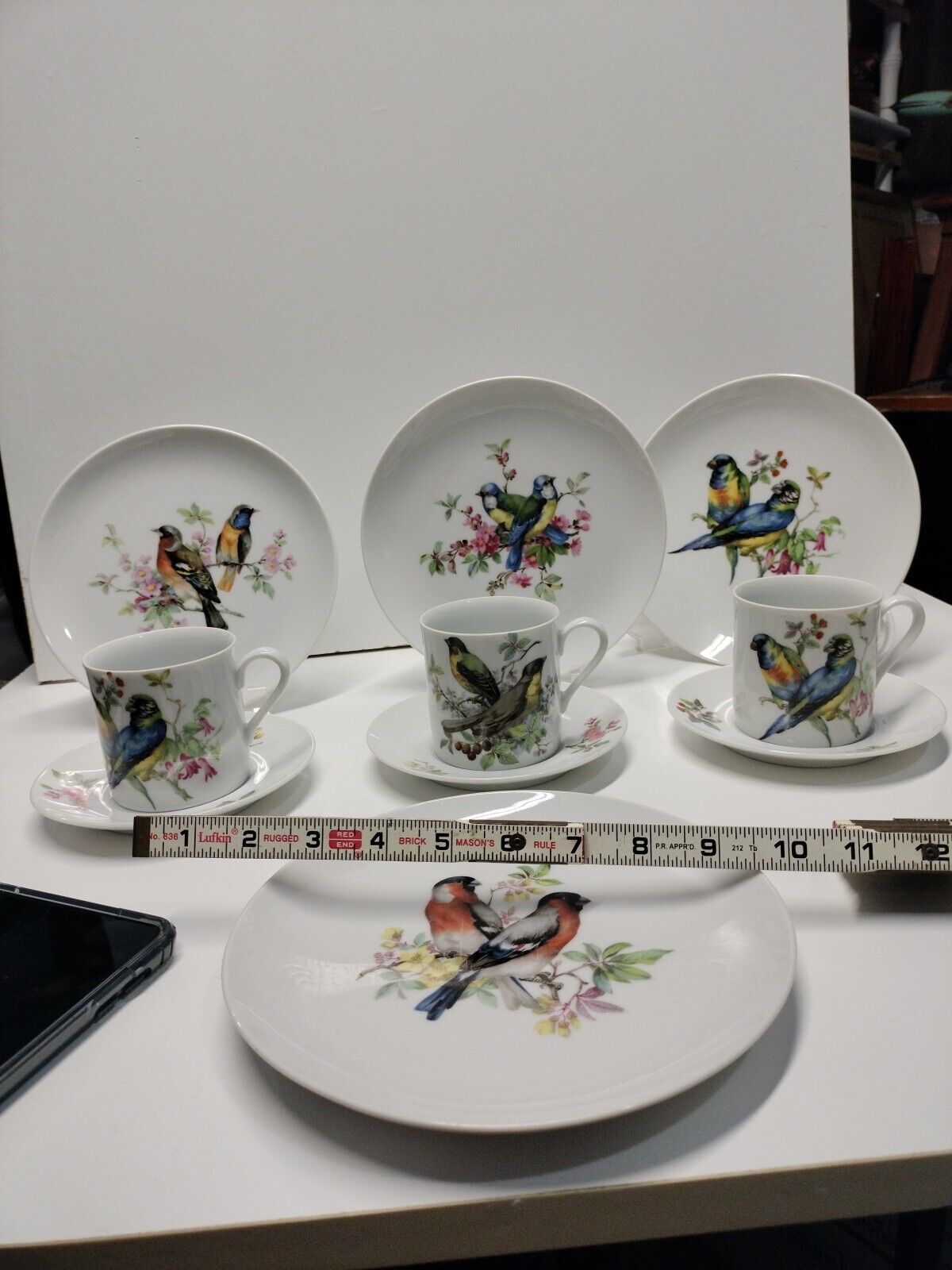 Mottahedeh  10 Piece Bird Pattern S-8501 Saucer/Cup/Salad Plate #Lot