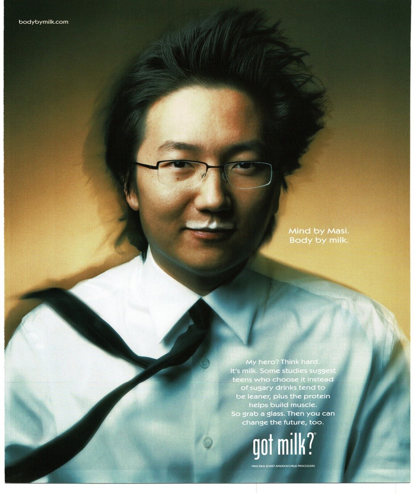 2007 GOT MILK Masi Oka Vintage Print Ad Heroes milk mustache
