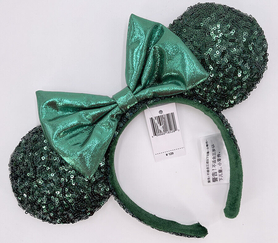 US Disney Parks Ears Emerald Green Sequins Edition Minnie Mouse Headband