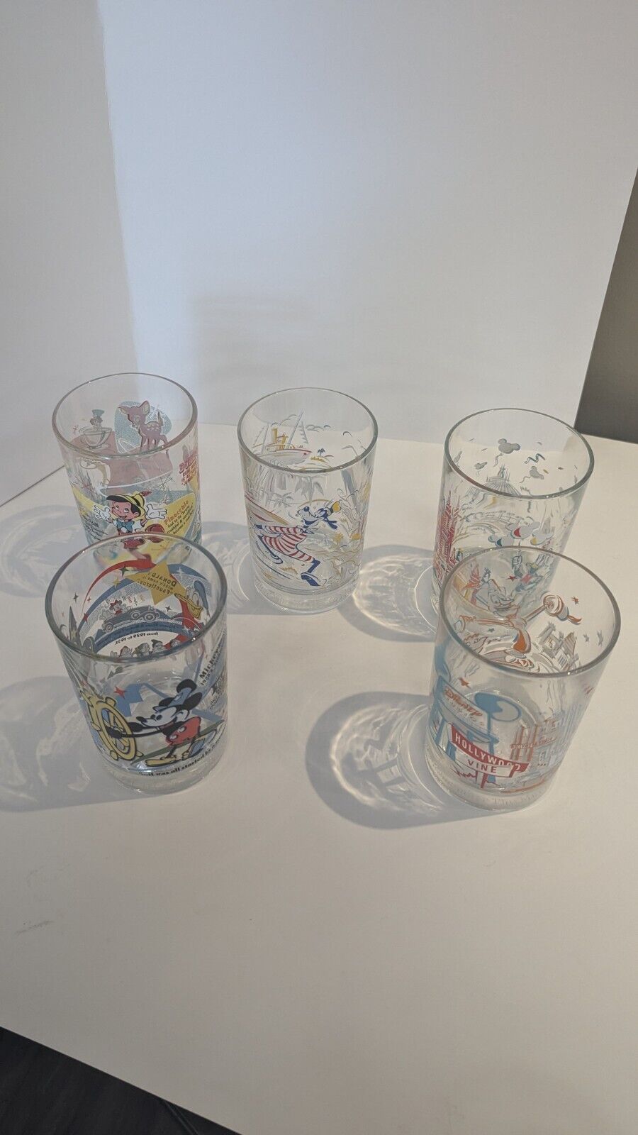 Set of 5 McDonalds Walt Disney World Remember The Magic 25th Anniversary Glasses