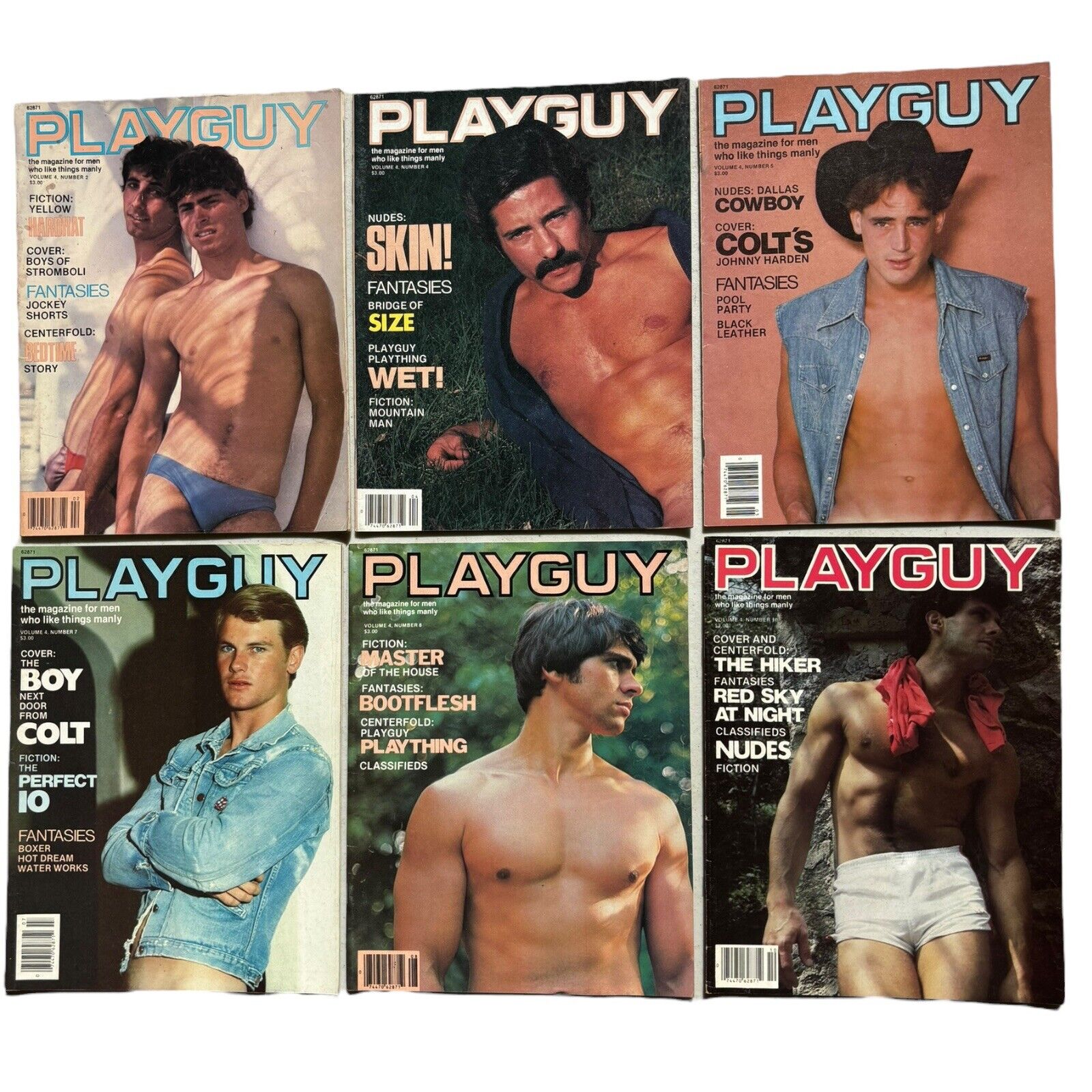 Vintage 1980s PlayGuy Gay Interest Magazine Lot Of 6 Volume 4-#2, 4, 5, 7, 8, 10