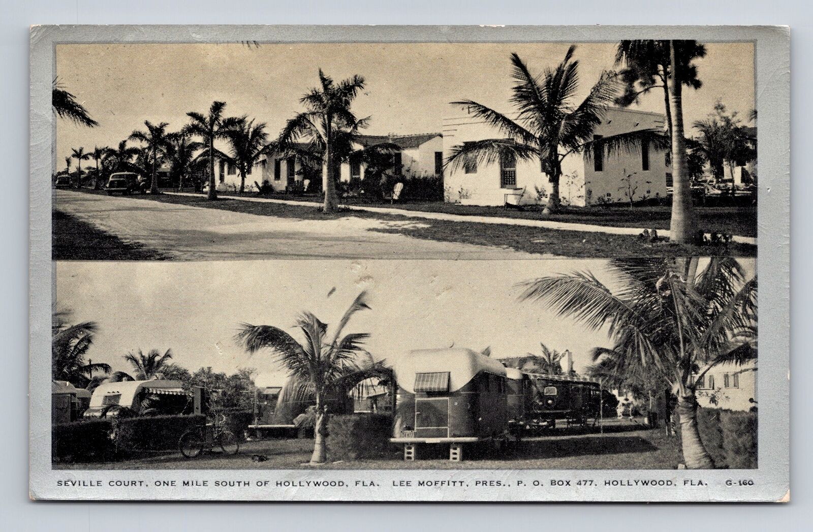 Hollywood FL-Florida, Seville Trailer Park, Court Motel, Vintage c1940 Postcard