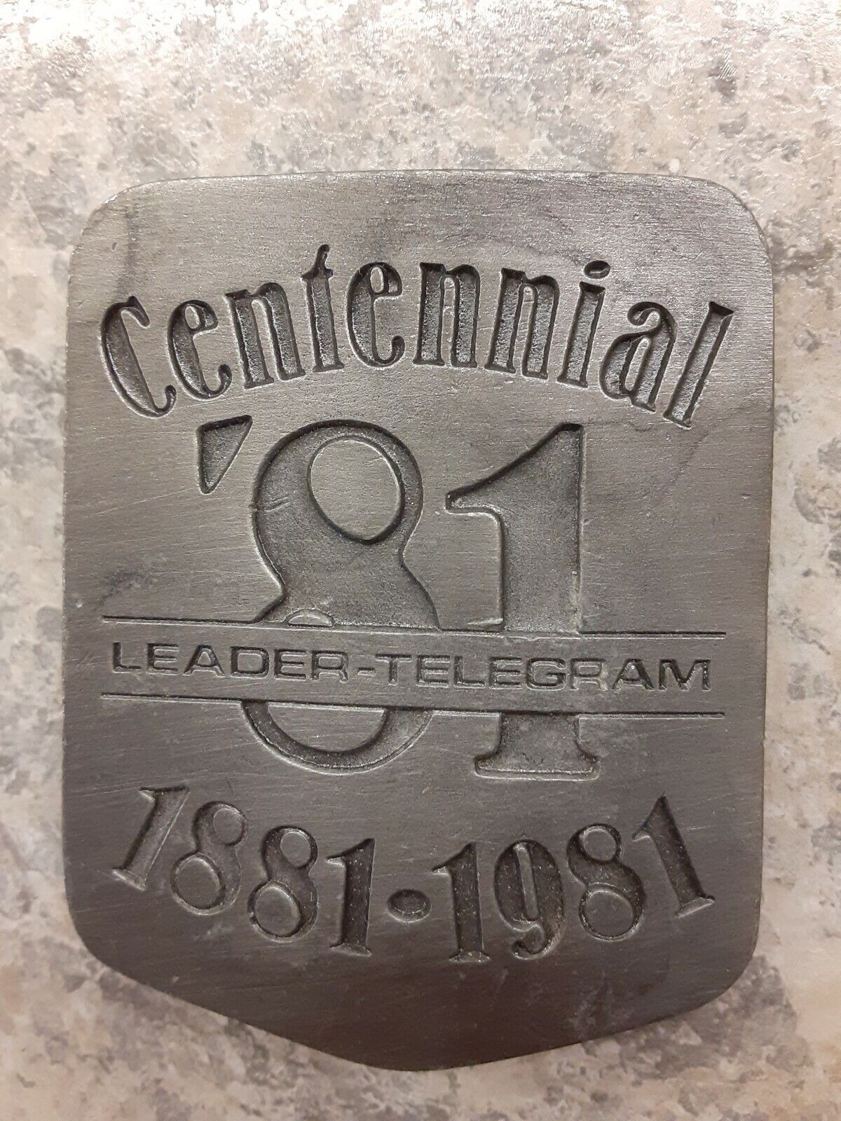 Centennial Belt Buckle Eau Claire WI Leader Telegram 1881-1981